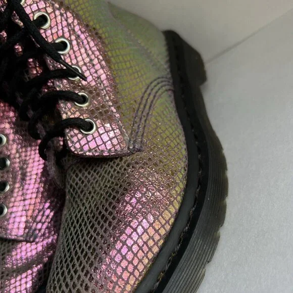 Dr. Martens 1460 Pascal Pink Iridescent Metallic Shiny Combat Boots Size 6 - Picture 13 of 16